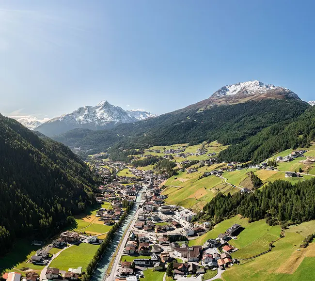 Sölden im Ötztal aus der Vogelperspektive