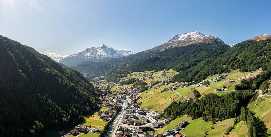 Sölden im Ötztal aus der Vogelperspektive
